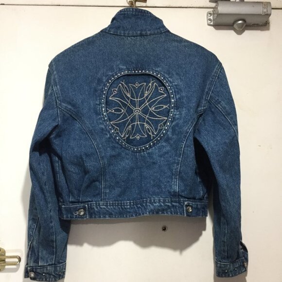 VINTAGE BIANCA MARIA CASELLI CROPPED DENIM JACKETS SIZE S - Picture 3 of 10